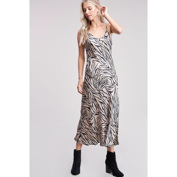 zebra print slip dress